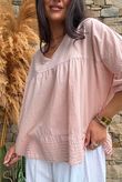 Prairie Pintuck Cotton Smock Antique Rose